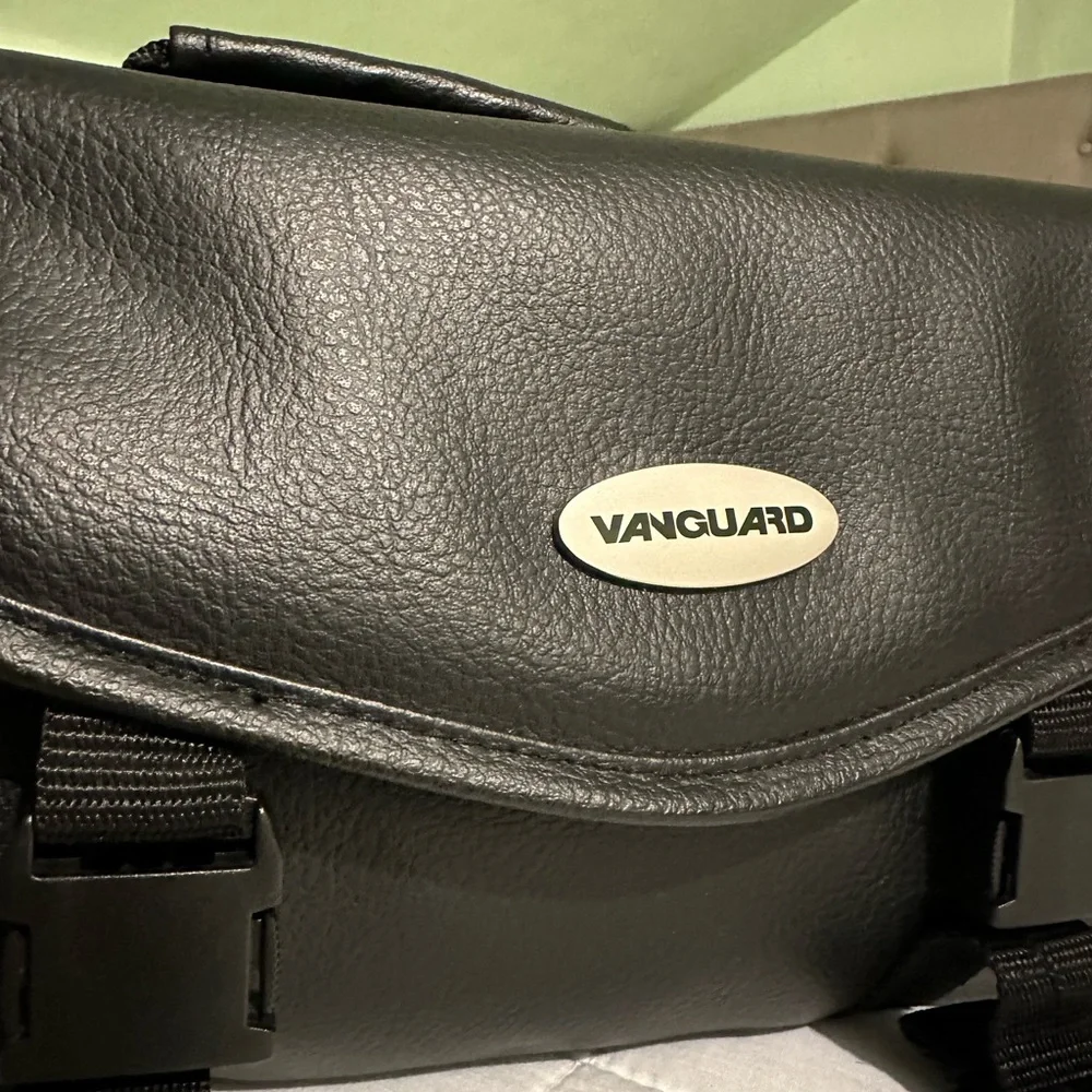 Black Camera Leather Bag with Secure Pockets